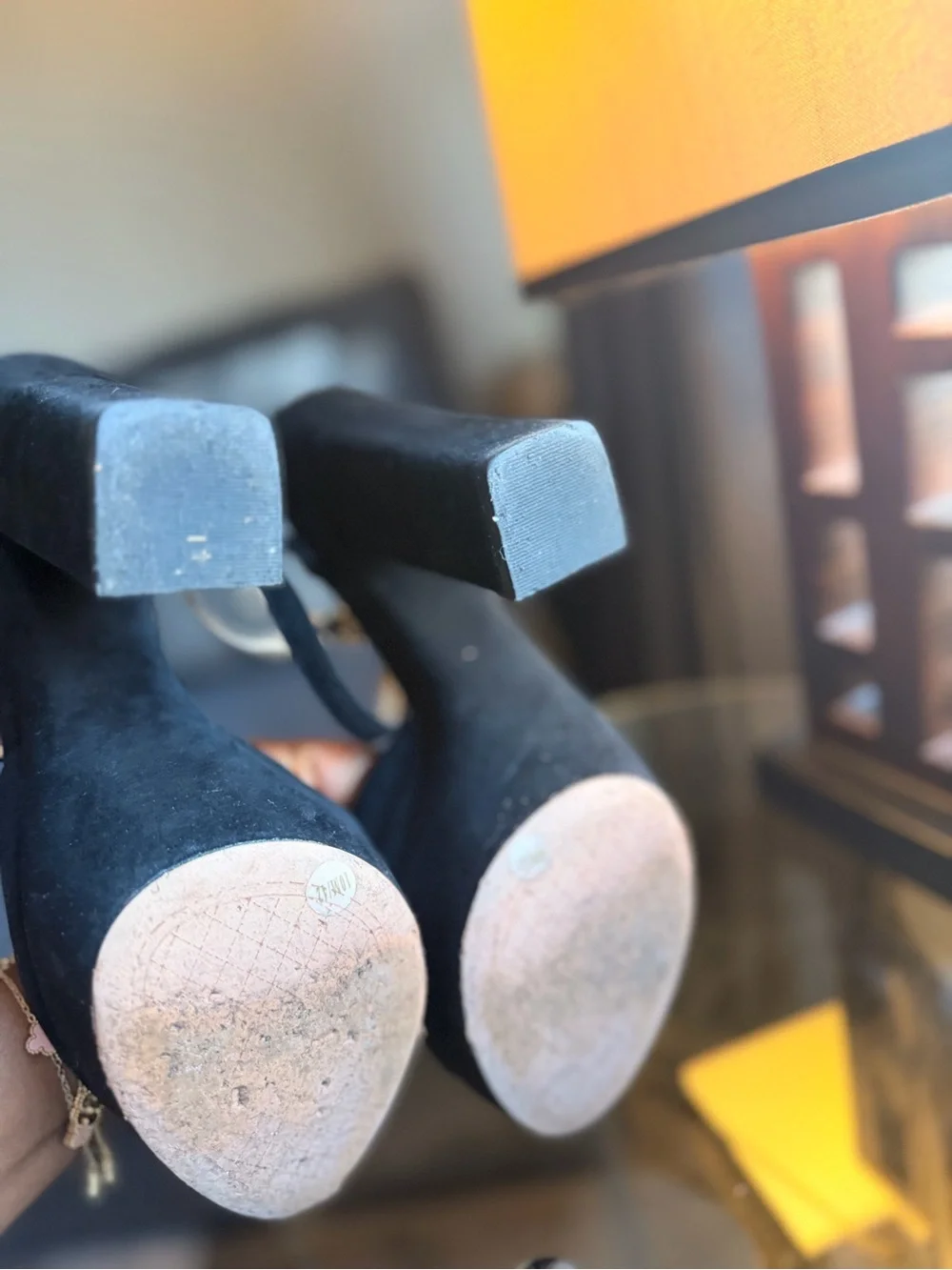 Jessica Simpson Black Suede Open-Toe Ankle-Strap Heels